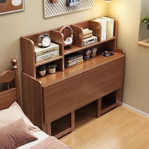 Escritorio Plegable de Madera Maciza con Estantería, Escritorio de Estudio Extensible para Dormitorio u Oficina - Product Image 2