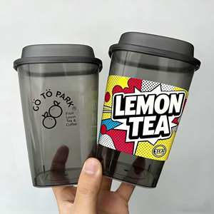 Gobelets en plastique PP rigide pour thé au lait à bulles, jus, avec couvercles, design de logo personnalisé, 360/500/700 ml - Product Image 1