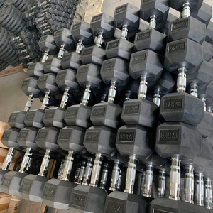 Quả tạ sản xuất thiết bị tập thể dục cao su <span class=keywords><strong>Hex</strong></span> dumbells trọng lượng thiết lập kg pound <span class=keywords><strong>Hex</strong></span> cao su quả tạ - Product Image 4