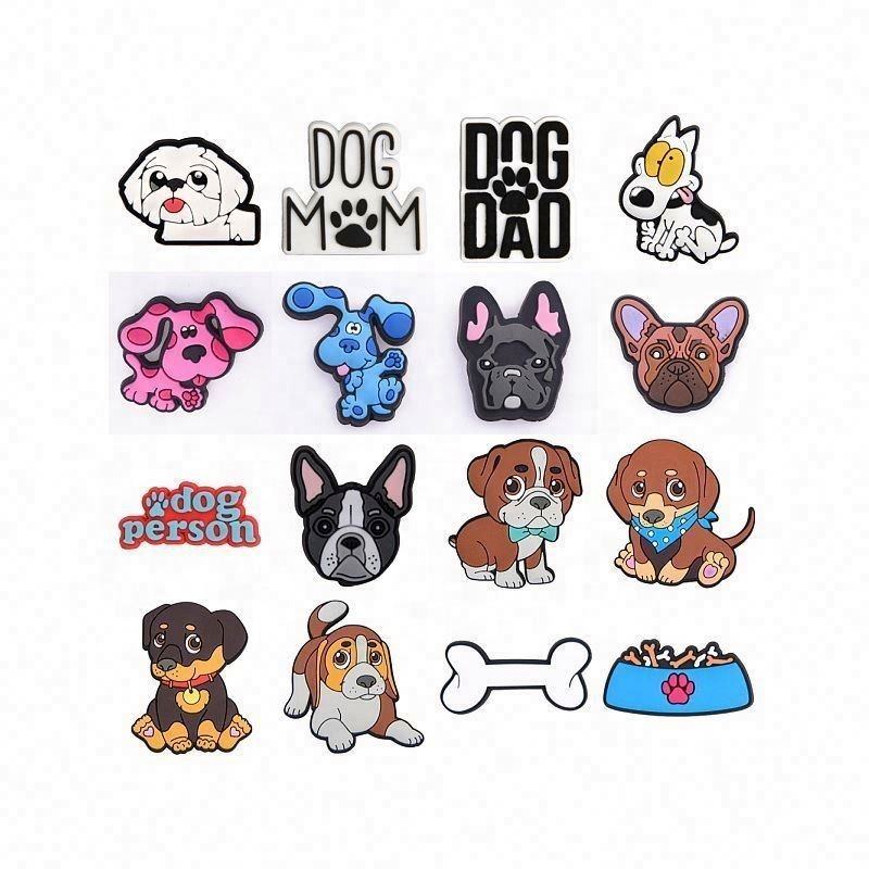 Wholesale Bull Dog Shoes Charm for Clog Charm Decoration Custom Bling PVC  Shoe Charms for Kids Gift