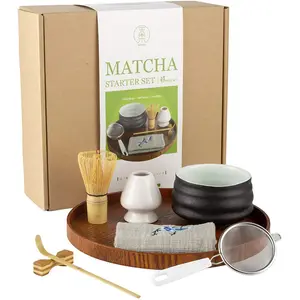 BAMBUS OEM Handmade Bamboo Whisk Chasen Set Japanese Matcha Bowl Scoop And Whisk Holder Matcha Set Customized For Ceremony