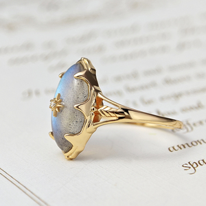 Bague de mariage en labradorite pour femme, <span class=keywords><strong>pierre</strong></span> naturelle, <span class=keywords><strong>argent</strong></span> sterling 925, plaqué or vermeil, bijoux certifiés, ciel mystérieux - Product Image 5