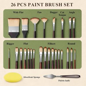 Ensemble de 26 pinceaux de peinture, pinceaux de <span class=keywords><strong>voyage</strong></span> pour <span class=keywords><strong>aquarelle</strong></span>, acrylique, <span class=keywords><strong>kit</strong></span> de pinceaux pour artiste, peinture à l'huile, peinture faciale - Product Image 6