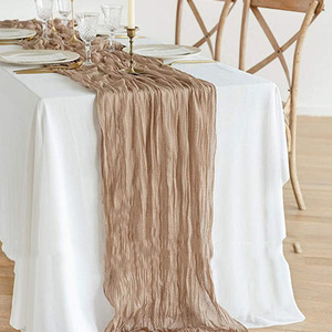 Taille personnalisée 400cm chemin de table de mariage 90 couleurs Jacquard tissé étamine gaze fromage tissu décoration - Product Image 5