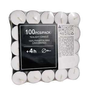 Velas de cera de parafina para regalo de cumpleaños, luces de té sin perfume para quemar 8 horas, 100/pkg - Product Image 6