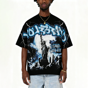 T-shirt da uomo personalizzate, bianche, oversize, taglio cropped, in maglia traspirante 100% cotone, con <span class=keywords><strong>stampa</strong></span> <span class=keywords><strong>digitale</strong></span> a trasferimento termico, tinta unita - Product Image 2