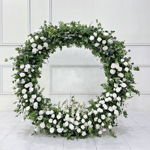 GNW Decorative White Plants&amp;Flowers Round Arch Stage Floral Frame Garden Backdrop Ceiling Wedding Entrance <strong>Moon</strong> <strong>Gate</strong> - Product Image 2