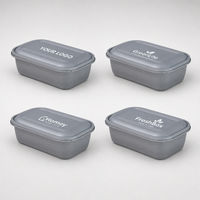 Boîte à lunch carrée jetable de 1350 ml en PP de qualité alimentaire avec joint inviolable, boîte à emporter avec couvercle Teguan
