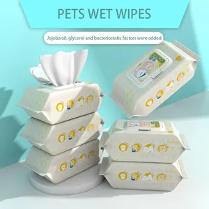 Bio biologisch abbaubare Bambus Welpen Hund Clean Groom ing Pet Tissue Wet Wipe Paw Ohr Auge für Katze