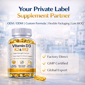 विटामिन डी 3 के 2 बी 12 बी 12 नारियल तेल सॉफ्टजेल कैप्सूल हड्डी हृदय प्रतिरक्षा समर्थन आहार पूरक एफडीए अनुरूप निजी लेबल ओएम - Product Image 6