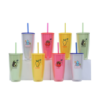 Gobelets en plastique personnalisés avec logo et couvercles, réutilisables, cadeau de Noël, gobelet à eau en plastique avec paille pour enfants, vente en gros pour événements de détail