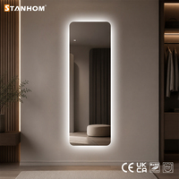 STANHOM Miroir LED pour hôtel 60x100cm, miroir de vanité rétroéclairé personnalisable pour salle de bain, miroir mural en verre
