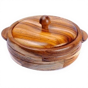 Handcrafted <b>Wooden</b> Eco-Friendly Durable Stackable Chapati Keeper Roti <b>Storage</b> <b>Box</b> with Flip Top Lid for Home Kitchen - Product Image 3