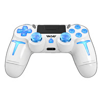 Manette de jeu sans fil pour PS4 avec lumière RVB, double vibration, six axes, compatible PC et Steam