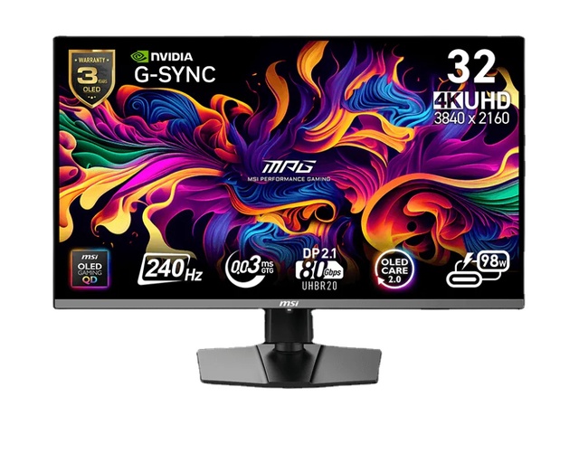 For MPG 322URX QD-OLED 32-Inch 4K Native 240Hz Gaming Monitor with HDR500 0.03ms Response Height Adjustment Rotation DP Desktop