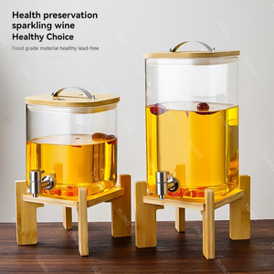 Distributeur de boissons <span class=keywords><strong>en</strong></span> <span class=keywords><strong>verre</strong></span> <span class=keywords><strong>avec</strong></span> cadre <span class=keywords><strong>en</strong></span> bois, grande capacité 5, 8, 10 L, <span class=keywords><strong>avec</strong></span> <span class=keywords><strong>robinet</strong></span> interchangeable pour les fêtes - Product Image 6