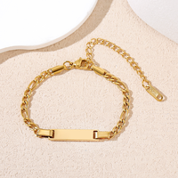 Bracelet à breloques rectangulaire simple personnalisable en acier inoxydable plaqué or tendance Ywyougang pour cadeau d'anniversaire d'enfant