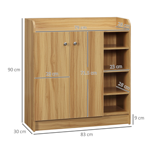 <span class=keywords><strong>Armoire</strong></span> à chaussures en bois moderne et peu encombrante, pouvant accueillir 12 paires, avec 4 étagères ouvertes, 83x30x90 cm, brun clair. - Product Image 3