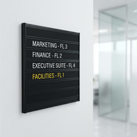 Système de signalisation modulaire pour bureaux |   Panneau de signalisation en aluminium anodisé |   Bandes de texte à insérer |   Système d'orientation personnalisé pour hôpitaux et entreprises