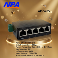 Commutateur réseau industriel sur rail DIN ANPA AP-5205, 5 ports 10/100 Mbps, 1,6 Gbps Full-Duplex/Half-Duplex, pour caméra IP