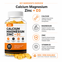 Gélules de calcium, magnésium, zinc et D3 en marque blanche, fabrication OEM, bien-être osseux, label blanc, usine GMP, supplément en vrac, vente en gros