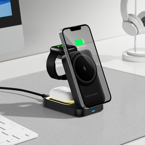 <span class=keywords><strong>Cargador</strong></span> Inalámbrico 3 en 1 con Luz LED, Plegable y de Carga Rápida para iPhone 17, 16, 15, 14, Qi 15w, Novedad 2026 - Product Image 4