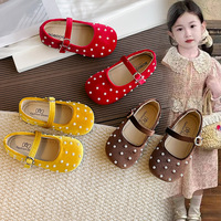 Chaussures à talons pour filles en velours style preppy, fermeture velcro, semelles souples antidérapantes ; Nouvelle collection automne 2026 pour les enfants plus âgés
