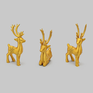 Statuetta di Renna Dorata Stampata in 3D con Motivo a Fiocchi di Neve, Centrotavola Natalizio, Decorazione per la Casa, Regalo di Natale, Ornamento - Product Image 1
