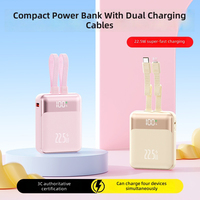 Cargador Portátil Ultra Delgado de Alta Capacidad 10000mAh 2 en 1 Tipo-C, Carga Rápida de 20W, Banco de Energía con Pantalla Digital, Cable de Viaje