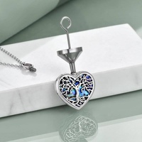 Mémoire Bijoux Cadeau 925 Sterling Silver Heart Abalone Shell Tree Of Life Urne Collier Pour Cendres