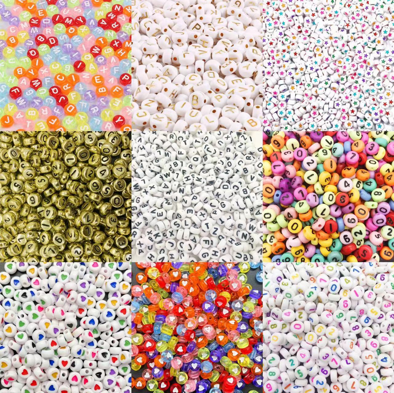 Hot Selling 100pcs/Bag Handmade Accessories Arabic Alphabet Letter Beads 4*7mm Loose Beads for DIY Acrylic Plastic Lucite Beads