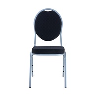 Chaise de banquet avec dossier en tissu noir à motifs-Monture de veines argentées