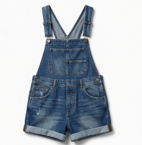 Combinaison en jean pour <span class=keywords><strong>femme</strong></span> Wangsheng 2026, ample, taille mi-haute, multi-poches, bretelles, formelle, été, lavée, unie, en bambou - Product Image 1