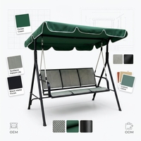 Fauteuil balançoire de jardin 3 places personnalisable en métal avec auvent festonné et filet respirant pour véranda