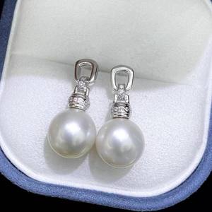 WENCHI 10907 DIY Pearl Accessories S925 <b>Silver</b> Fashion Drop Earrings with 8-14mm <b>Beads</b> Empty Tray Earnail Jewelry Making China - Product Image 2