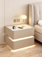 Table de chevet intelligente moderne avec chargeur sans fil, lumière LED, clavier numérique et rangement – Meuble de chambre