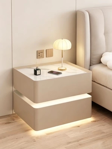 <b>Smart</b> Nightstand Modern <b>Bedside</b> <b>Table</b> Wireless Charging LED Light Digital Keypad Storage Cabinet Bedroom Furniture - Product Image 4