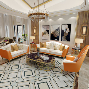 Pequeña y ligera combinación de soldadura de lujo sala de estar de estilo americano posmoderna de tres personas minimalista red de esponja de soldadura rojo - Product Image 1