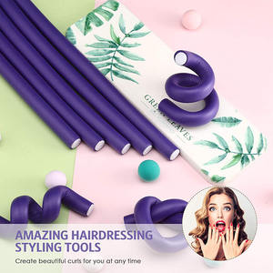 Factory Direct Sale 30 Stück Weiche flexible Lockens tangen Set No Heat Twist Foam Haar rollen mit Ratten schwanz kamm - Product Image 6
