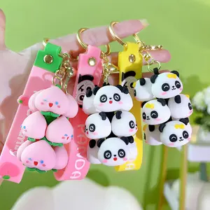 Laminated 3d cartoon animal Pvc Panda Keychain Cute animal Heaps keychain