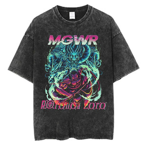 <span class=keywords><strong>T</strong></span>-<span class=keywords><strong>shirt</strong></span> Américain Homme É<span class=keywords><strong>t</strong></span>é Ample Imprimé Manches Courtes Style Streetwear Brodé Anime Vieilli Lavé 240 Grammes - Product Image 2