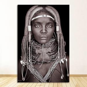 Décoration de la maison <span class=keywords><strong>noir</strong></span> <span class=keywords><strong>et</strong></span> <span class=keywords><strong>blanc</strong></span> salon toile peinture mur photos quadro cuadros femmes africaines homme mur Art <span class=keywords><strong>Portrait</strong></span> - Product Image 6