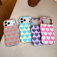 Funda de Teléfono Personalizada con Diseño de Corazón, 2 en 1, TPU y PC, Sublimación Ondulada, Brillante, para iPhone 18, 17, 16, 15, 14, 13, 12 Pro Max