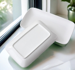 Longue assiette commerciale stockée durable plateaux de service porcelaine de magnésie 8 ''assiette creuse blanche rectangulaire japonaise - Product Image 4