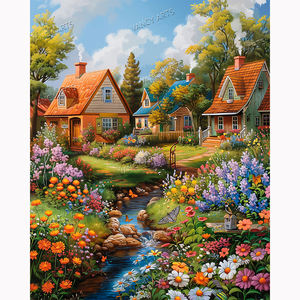 حفر ماسي كامل 5D ممتاز لفنون فانسي مشهد قرية رائع مع فنون الزهور والحرف اليدوية لتزيين المنزل - Product Image 1