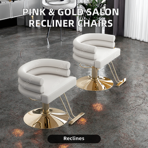 Moderna bellezza barbiere salone reclinabile in pelle sintetica oro rosa parrucchiere stile sedie <span class=keywords><strong>per</strong></span> donne lavaggio salone barbiere - Product Image 2