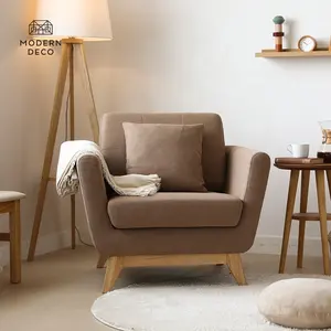 Fauteuil canapé en tissu unique, pieds en bois, design danois, style suédois - Product Image 1
