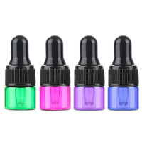 BYPE Mini et petites bouteilles d'huile essentielle de 1ml 2ml 3ml 5ml Bouteille en verre rose bleu violet vert avec bouchon compte-gouttes plat