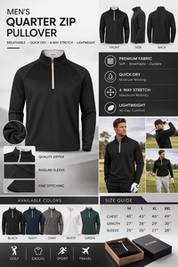 Pull de golf oversize à séchage rapide avec fermeture éclair 1/4 et logo brodé, vêtement personnalisé noir, sweat-shirt à fermeture éclair 1/4, conçu par les fabricants - Product Image 2