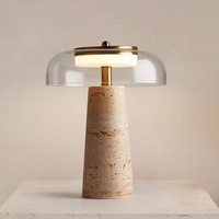Lampe de table en travertin jaune minimaliste nordique, lampe de chevet en verre Wabi Sabi, lumière d'ambiance de luxe pour chambre et bureau